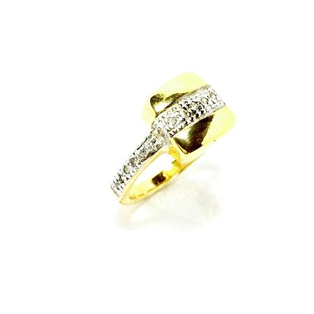 Anel Cravejado Folheado a Ouro 18k