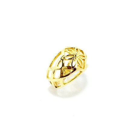 Anel Flor Folheado a Ouro 18k