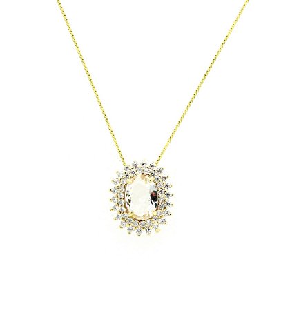 Colar Oval Crystal Cravejado *Semi Jóia