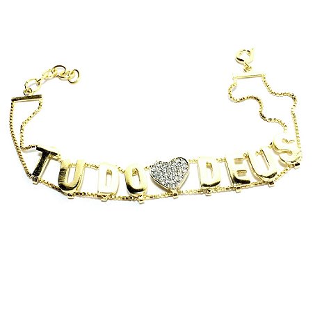 Pulseira Tudo❤️Deus *Semi Jóia
