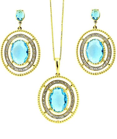 Conjunto Oval Turmalina *Semi Jóia