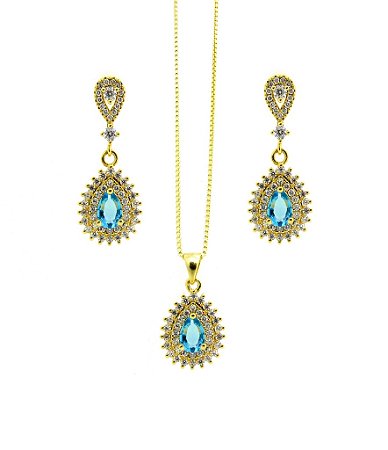 Conjunto Gota Turmalina *Semi Jóia