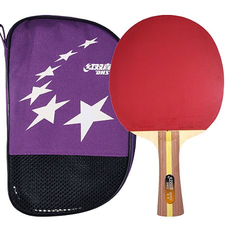 Raquete Ping Pong Pro Dhs 2002 Preta/vermelha Fl (côncavo)