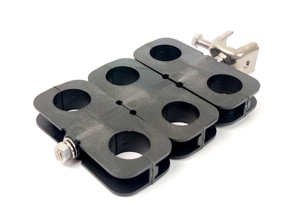 Abraçadeira Mini-Hanger com Adaptador para Cabo Coaxial CELLFLEX LCF 7/8" - Suporta 2, 4 ou 6 Cabos