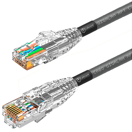 PATCH CORD DE REDE UTP CAT6 MPT GIGALAN COM CONECTORES RJ45 PASS THROUGH