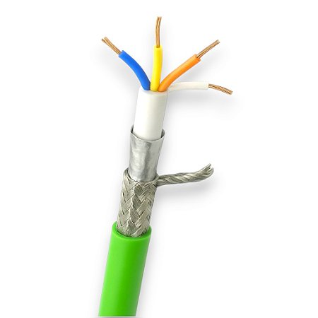 CABO DE REDE PROFINET STANDARD TYPE A 2x2x22AWG PP 600V PVC ST1 VERDE ANTI-UV