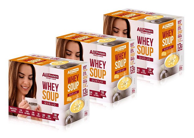 3 Caixas de Whey Soup Queijo All Protein 36 unidades de 25g - 900g