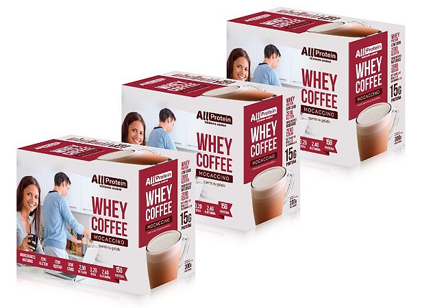 3 Caixas de Whey Coffee Mocaccino All Protein 36 unidades de 25g - 900g