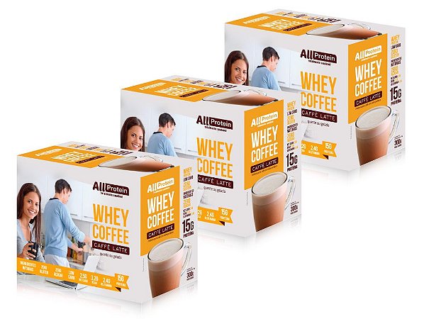 3 Caixas de Whey Coffee Café Lattè All Protein 36 unidades de 25g - 900g
