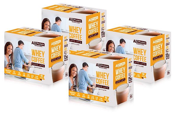 4 Caixas de Whey Coffee Zero Lactose Café Lattè - All Protein 48 unidades de 25g - 1200g
