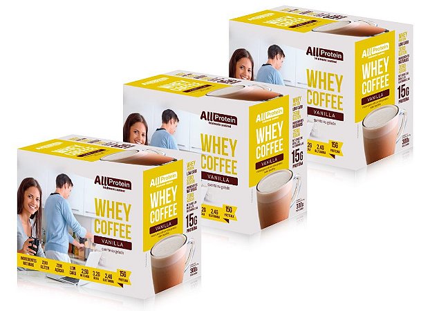 3 Caixas de Whey Coffee Vanilla All Protein 36 unidades de 25g - 900g
