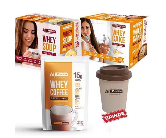 COMBO - 1 Caixa de Soup Queijo 300g + 1 Caixa de Cake Amendoim 360g + 1 Pacote de Coffee zero lactose Cafe Latte 300g