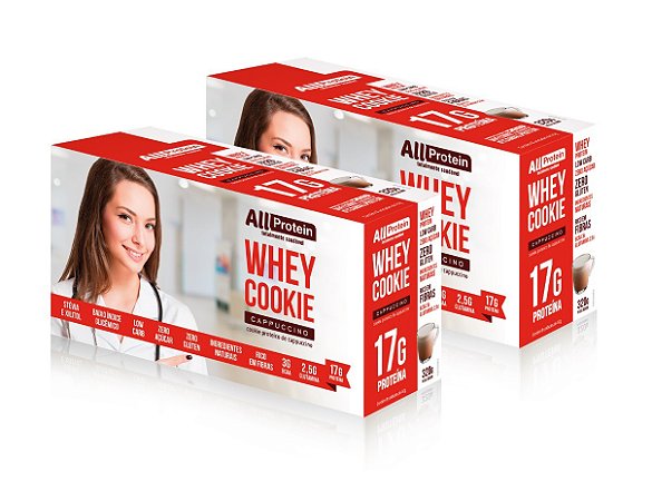 2 Caixas de Whey Cookie proteico de Cappuccino All Protein 16 unidades de 40g - 640g