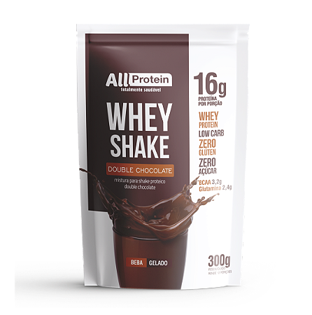 1 Pacote de Whey Shake Double Chocolate 300g (12 doses) - All Protein