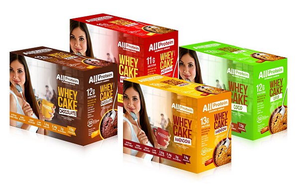 4 caixas de Cake proteico um de cada sabor - 48 saches de 30g - 1440g