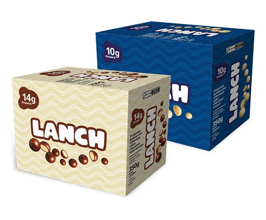 1 Caixa de Drageado Proteico de Quinoa com Chocolate Branco e 1 Caixa Chocolate Meio Amargo - Lanch - 20 Unidades de 35g - 700g