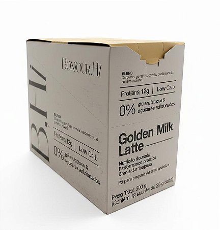 1 Caixa de Golden Milk Latte Zero Lactose | Bonjour - 12 unidades de 25g - 300g