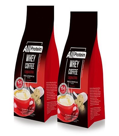 2 Pacotes de Whey Coffee Cappuccino 600g (24 doses) - All Protein