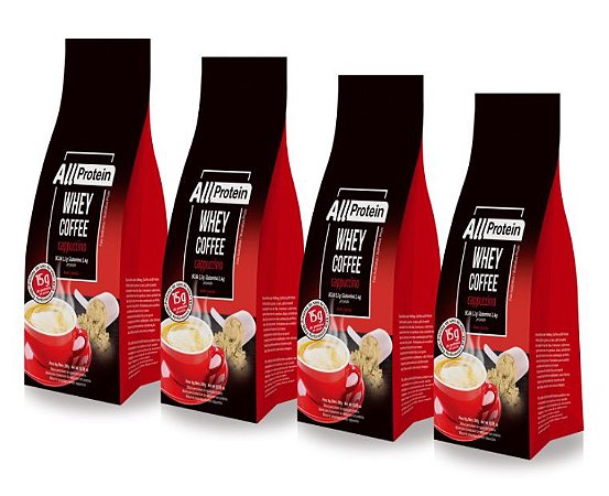 4 Pacotes de Whey Coffee Cappuccino 1200g (48 doses) - All Protein