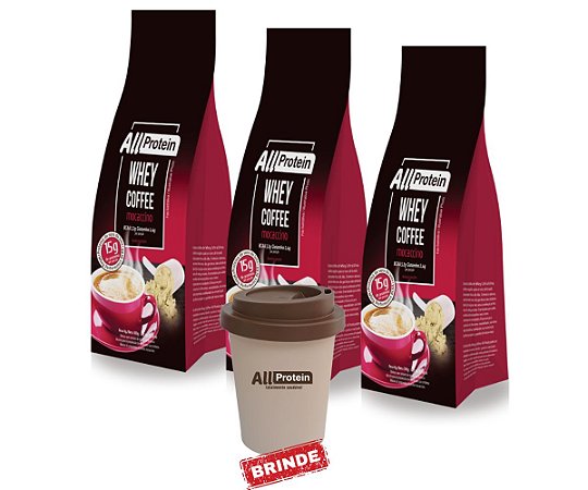 3 Pacotes de Whey Coffee Mocaccino 900g (36 doses) - All Protein