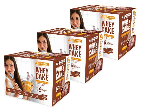 3 Caixas Whey Cake de Chocolate All Protein - 36 Saches de 30g - 1080g