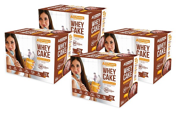 4 Caixas de Whey Cake de Chocolate All Protein - 48 Saches de 30g - 1440g
