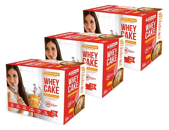 3 Caixas Whey Cake de Maçã com Canela All Protein - 36 Saches de 30g - 1080g
