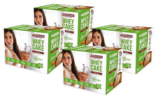 4 Caixas Whey Cake de Coco All Protein - 48 Saches de 30g - 1440g