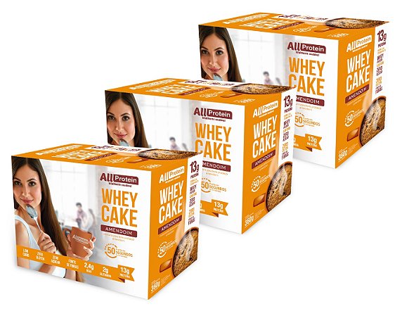 3 Caixas Whey Cake de Amendoim All Protein - 36 Saches de 30g - 1080g