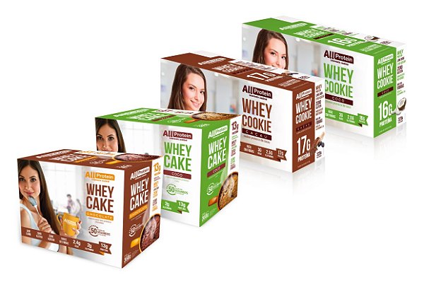 COMBO - 1 Caixa de cookie de Coco 320g + 1 Caixa cake Coco 360g + 1 Caixa de cookie Cacau + 1 Caixa cake de Chocolate