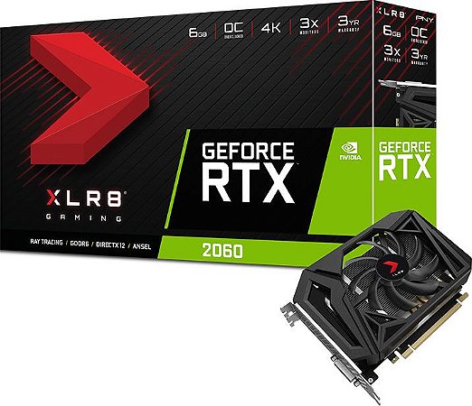 PLACA DE VÍDEO PNY XLR8 GEFORCE RTX 2060 6GB GDDR6 192BITS