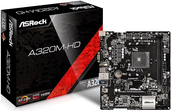 PLACA MÃE ASROCK A320M-HD DDR4 AM4