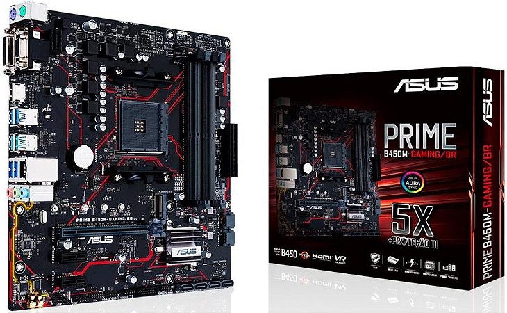 PLACA MÃE AMD ASUS PRIME B450M-GAMING/BR DDR4 AM4