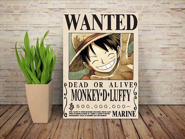 Placa Decorativa Procurado Monkey D. Luffy - One Piece