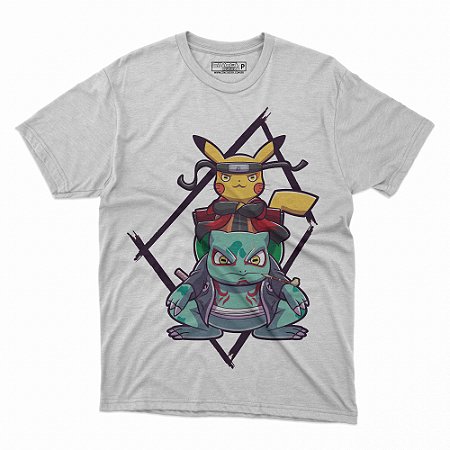 Camisa Pikachu Naruto e Bulbasaur Gamabunta