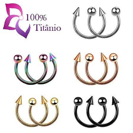 kit com 4 Unidades - Piercing  100% Titânio - Ferradura Bolinha / Spike