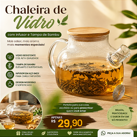Chaleira em vidro Borossilicato