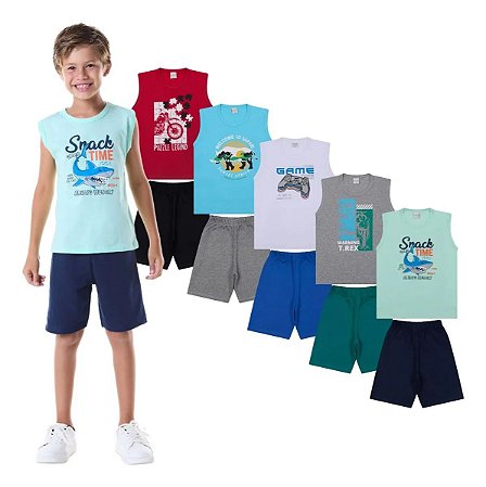 Kit 20 Conjuntos Regatas Masculino do 1 ao 10 - Moob