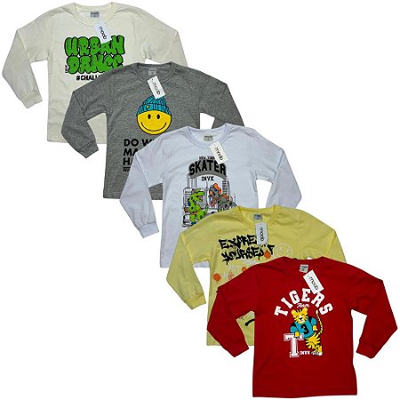 Kit 20 Camisetas Manga Longa Masculinas do 2 ao 8 - Moob