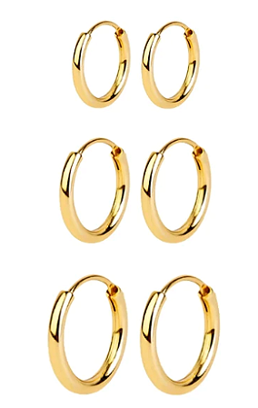 Trio Argolinhas Banhado a Ouro