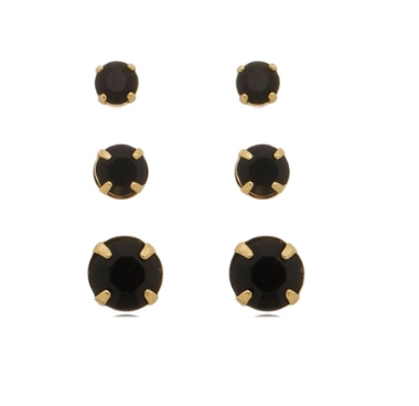 Trio Ponto de Luz Preto Banhado a Ouro