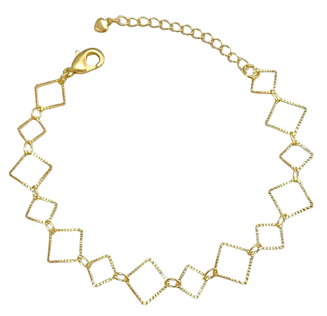 Pulseira Quadradinhos Banhado a Ouro