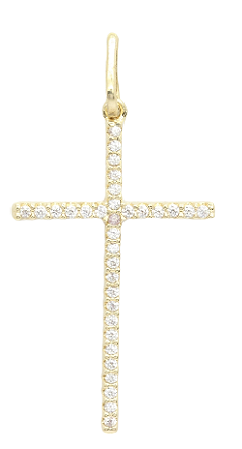 Pingente Cruz Cravejada Banhado a Ouro