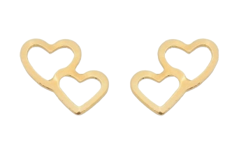 Brinco Dois Corações Banhado a Ouro