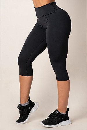 Kit 3 Calças Corsário Básico Fitness Cintura Bem Alta Confortável Em Suplex Poliéster - WOLFOX