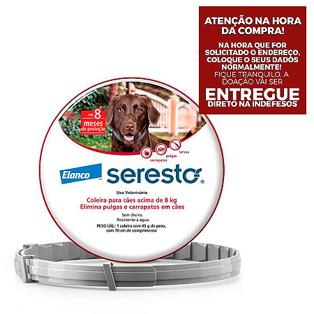 Coleira Antipulgas e Carrapatos Seresto para Cães acima de 8 Kg Elanco