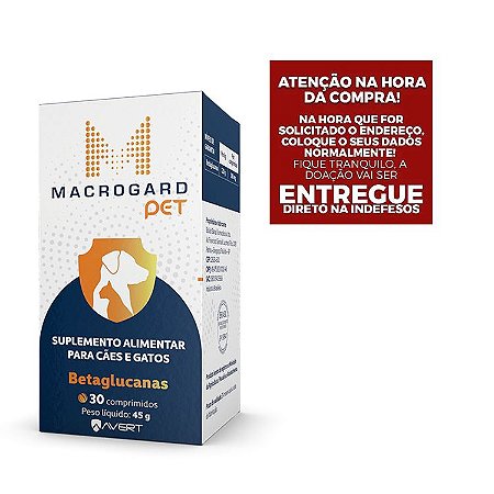 Suplemento Avert Macrogard Pet para Cães e Gatos 30 Comprimidos