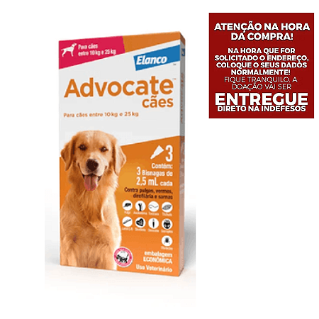 Antipulgas Advocate Combo para Cães entre 10 e 25kg 2,5ml