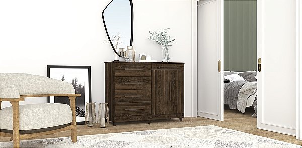 Cômoda 5 gavetas com sapateira