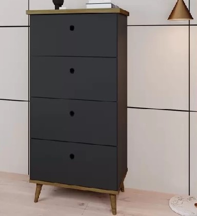 Cômoda 4 gavetas pés palito retrô